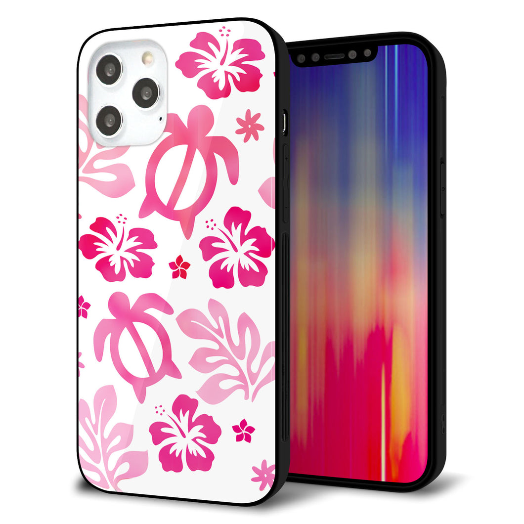 iPhone 12 Pro Max 強化ガラス＆TPUスマホケース ガラプリ【SC879 ハワイアンアロハホヌ（ピンク）】
