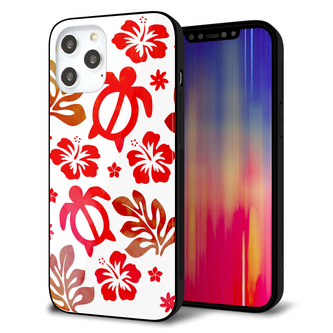 iPhone 12 Pro Max 強化ガラス＆TPUスマホケース ガラプリ【SC881 ハワイアンアロハホヌ（レッド）】
