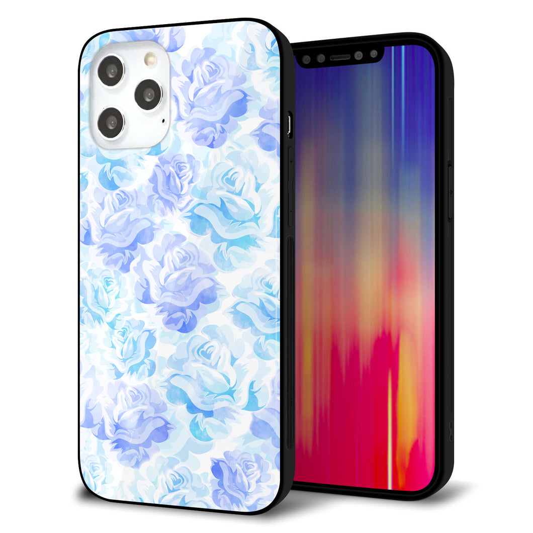 iPhone 12 Pro Max 強化ガラス＆TPUスマホケース ガラプリ【SC927 ローズ ブルー】