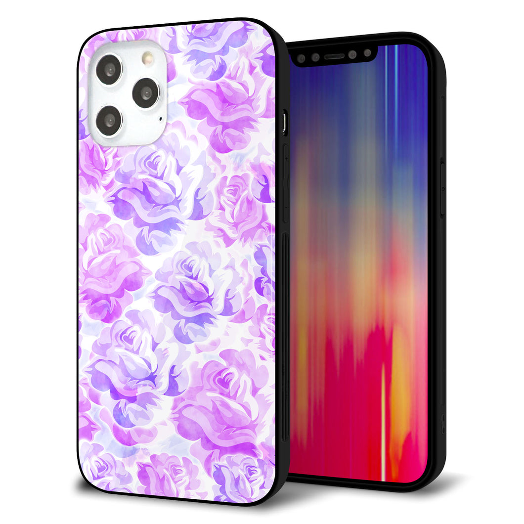 iPhone 12 Pro Max 強化ガラス＆TPUスマホケース ガラプリ【SC929 ローズ パープル】