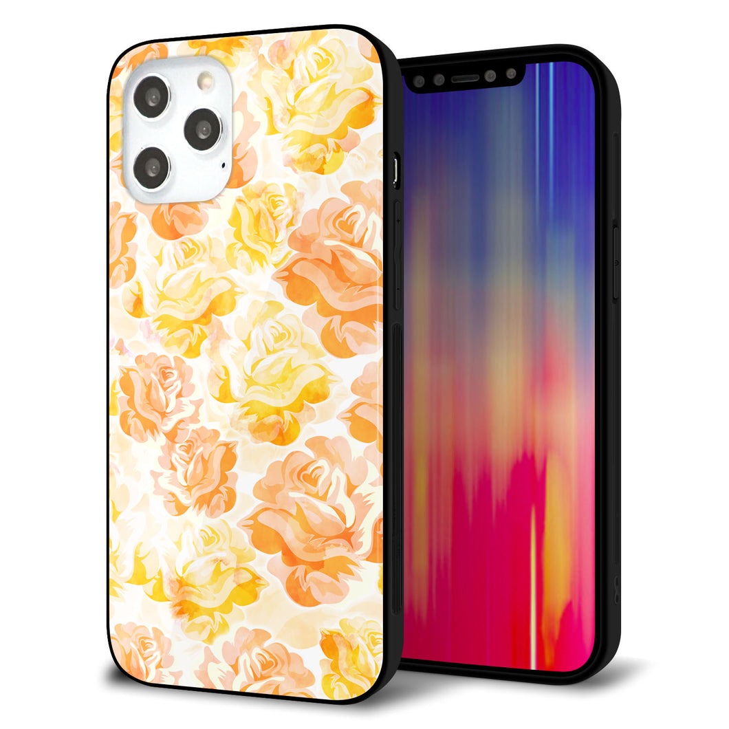 iPhone 12 Pro Max 強化ガラス＆TPUスマホケース ガラプリ【SC931 ローズ イエロー】