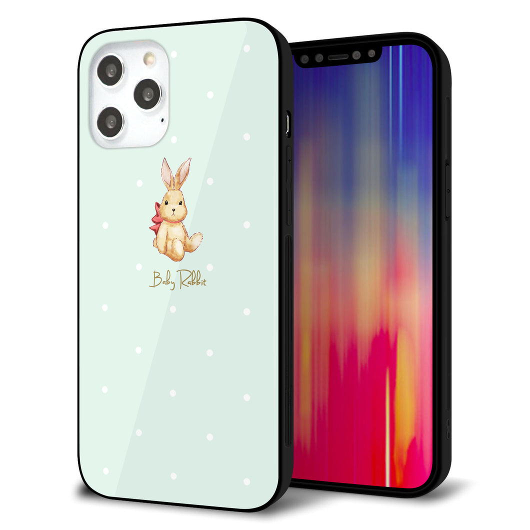 iPhone 12 Pro Max 強化ガラス＆TPUスマホケース ガラプリ【SC979 Baby Rabbit グリーン ガラプリ】