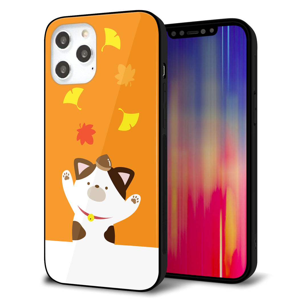 iPhone 12 Pro Max 強化ガラス＆TPUスマホケース ガラプリ【TA018 秋みけ】
