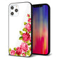 iPhone 12 Pro Max 強化ガラス＆TPUスマホケース ガラプリ【VA825 バラのフレーム(白)】