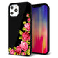 iPhone 12 Pro Max 強化ガラス＆TPUスマホケース ガラプリ【VA826 バラのフレーム(黒)】