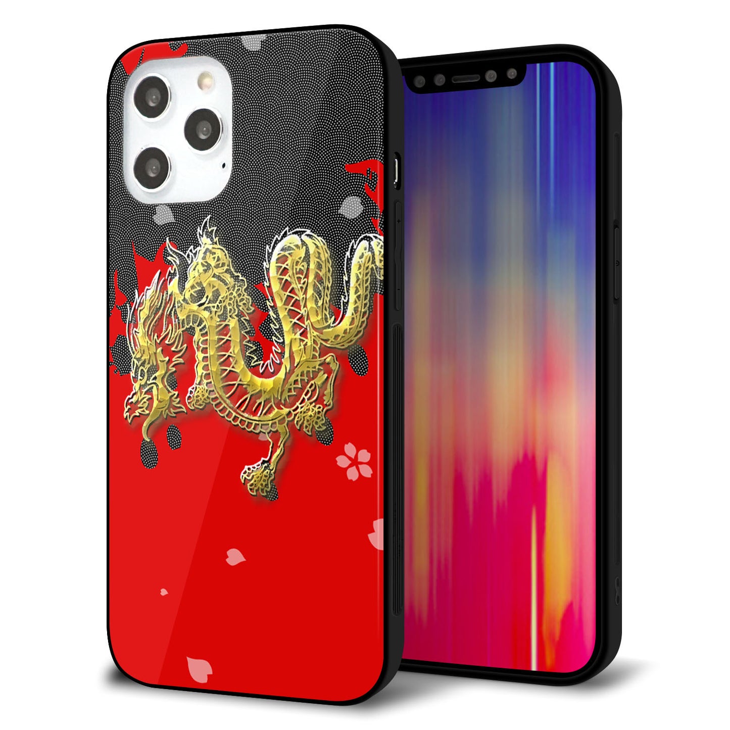 iPhone 12 Pro Max 強化ガラス＆TPUスマホケース ガラプリ【YC901 和竜02】