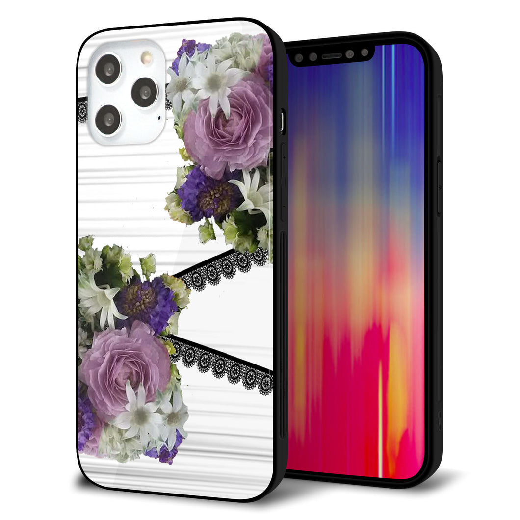 iPhone 12 Pro Max 強化ガラス＆TPUスマホケース ガラプリ【YI888 フラワー９】
