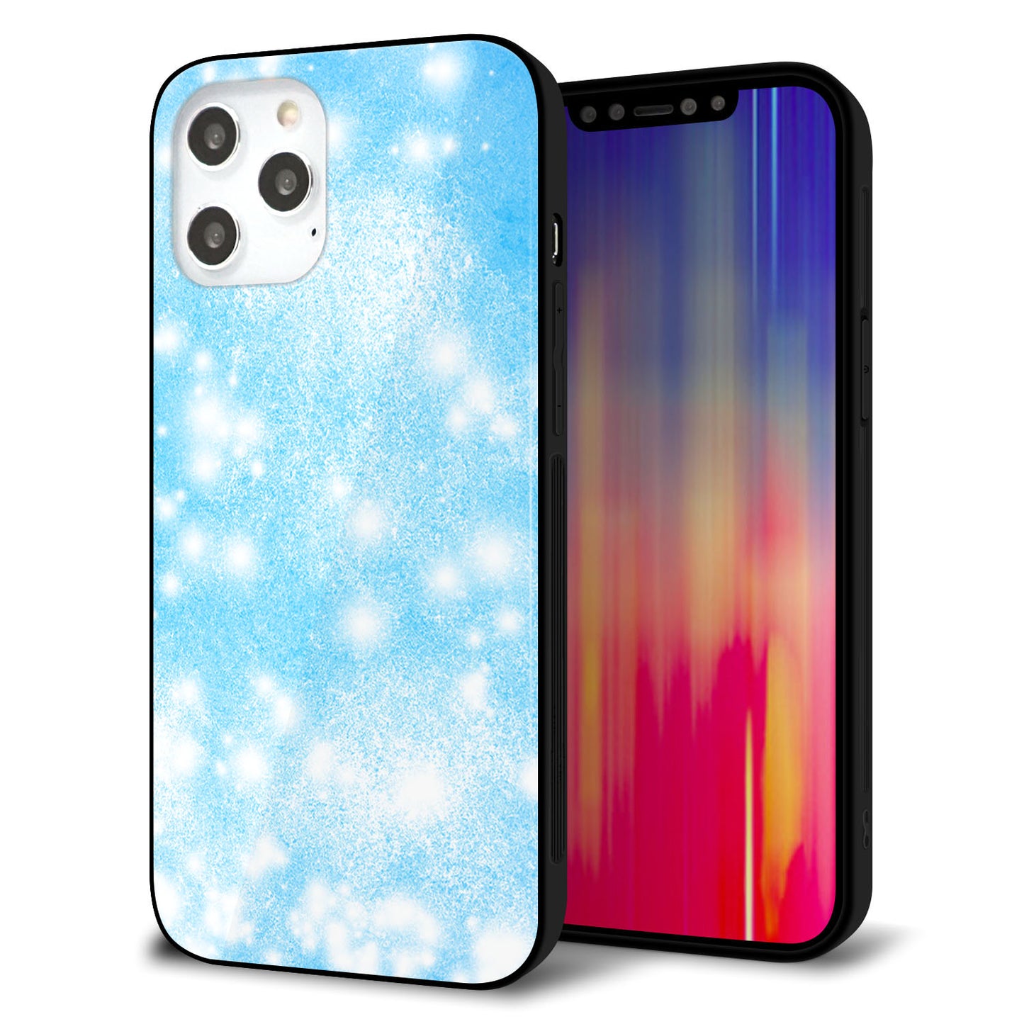 iPhone 12 Pro Max 強化ガラス＆TPUスマホケース ガラプリ【YJ289 デザインブルー】