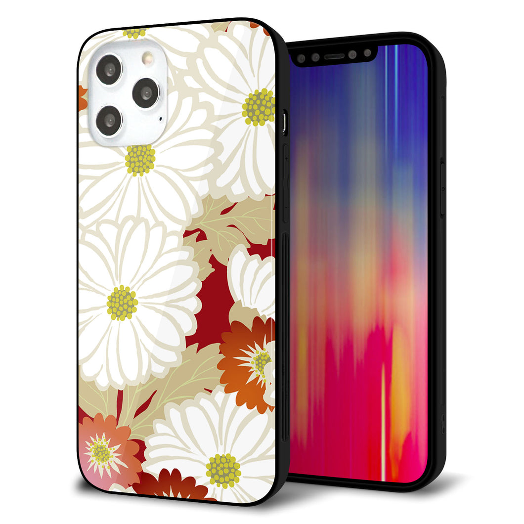 iPhone 12 Pro Max 強化ガラス＆TPUスマホケース ガラプリ【YJ322 和柄 菊】