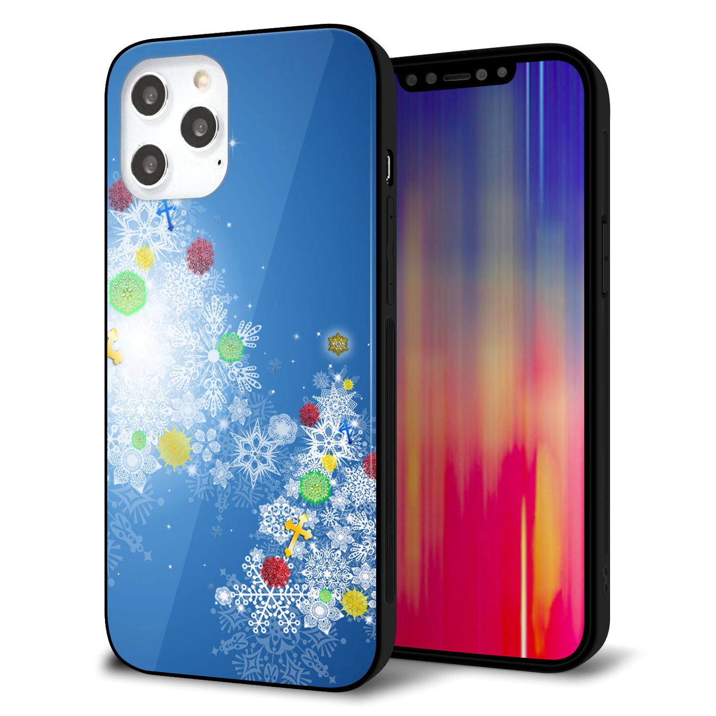iPhone 12 Pro Max 強化ガラス＆TPUスマホケース ガラプリ【YJ347 クリスマスツリー】