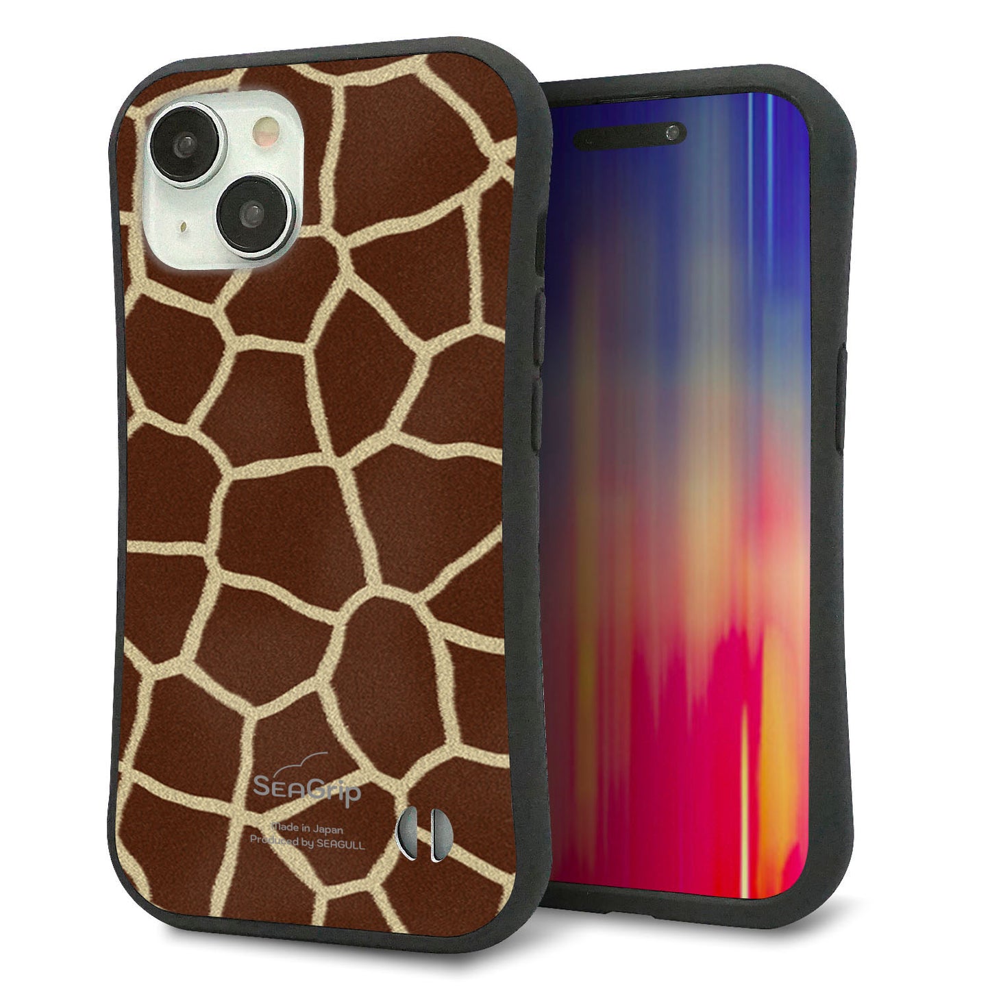iPhone 15 スマホケース 「SEA Grip」 グリップケース Sライン 【209 キリンの背中】 UV印刷