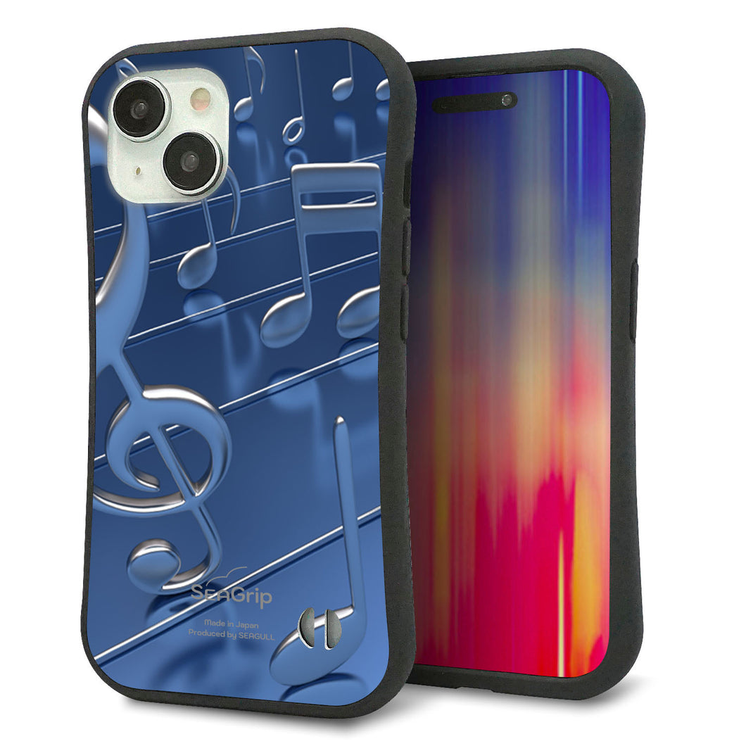 iPhone 15 スマホケース 「SEA Grip」 グリップケース Sライン 【286 3D 音符】 UV印刷