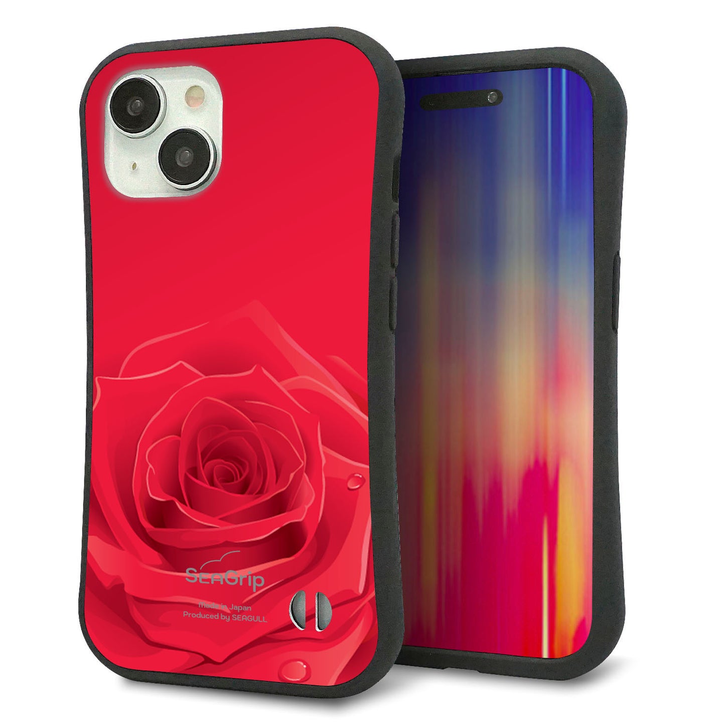 iPhone 15 スマホケース 「SEA Grip」 グリップケース Sライン 【395 赤いバラ】 UV印刷