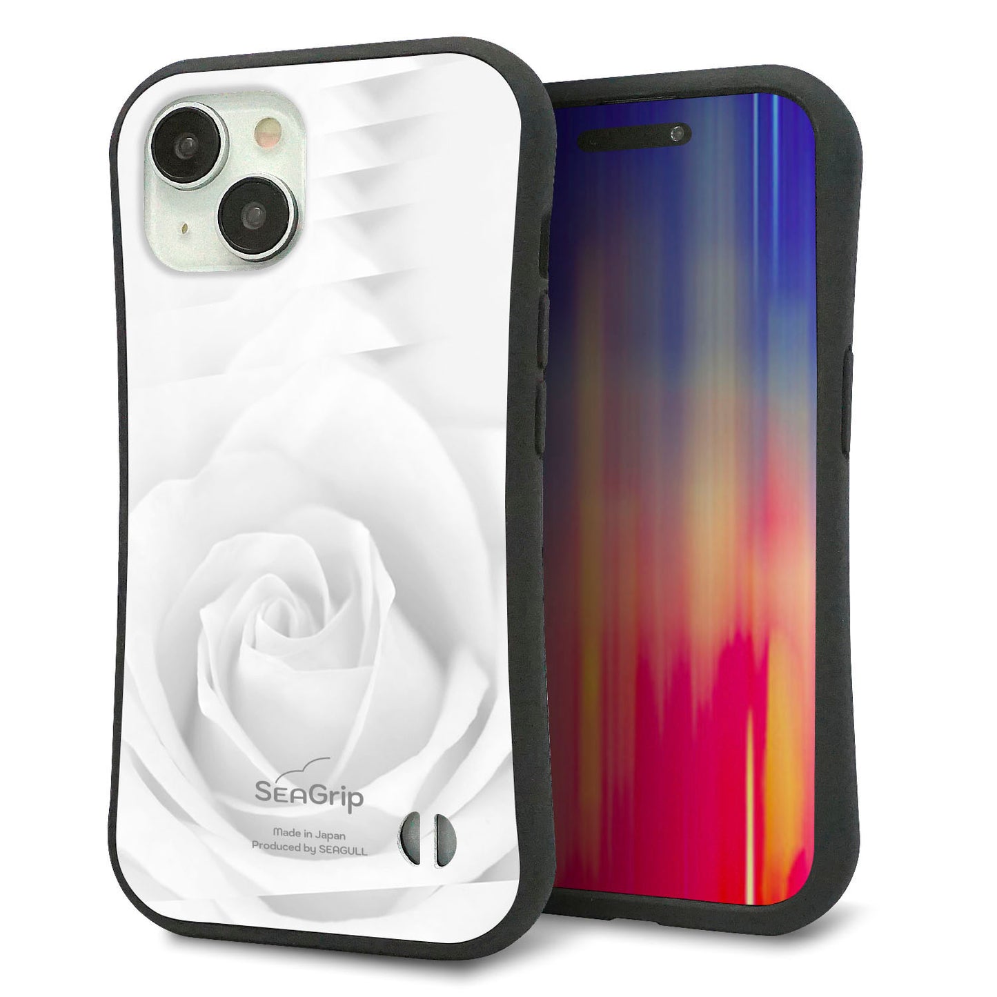 iPhone 15 スマホケース 「SEA Grip」 グリップケース Sライン 【402 ホワイトＲｏｓｅ】 UV印刷