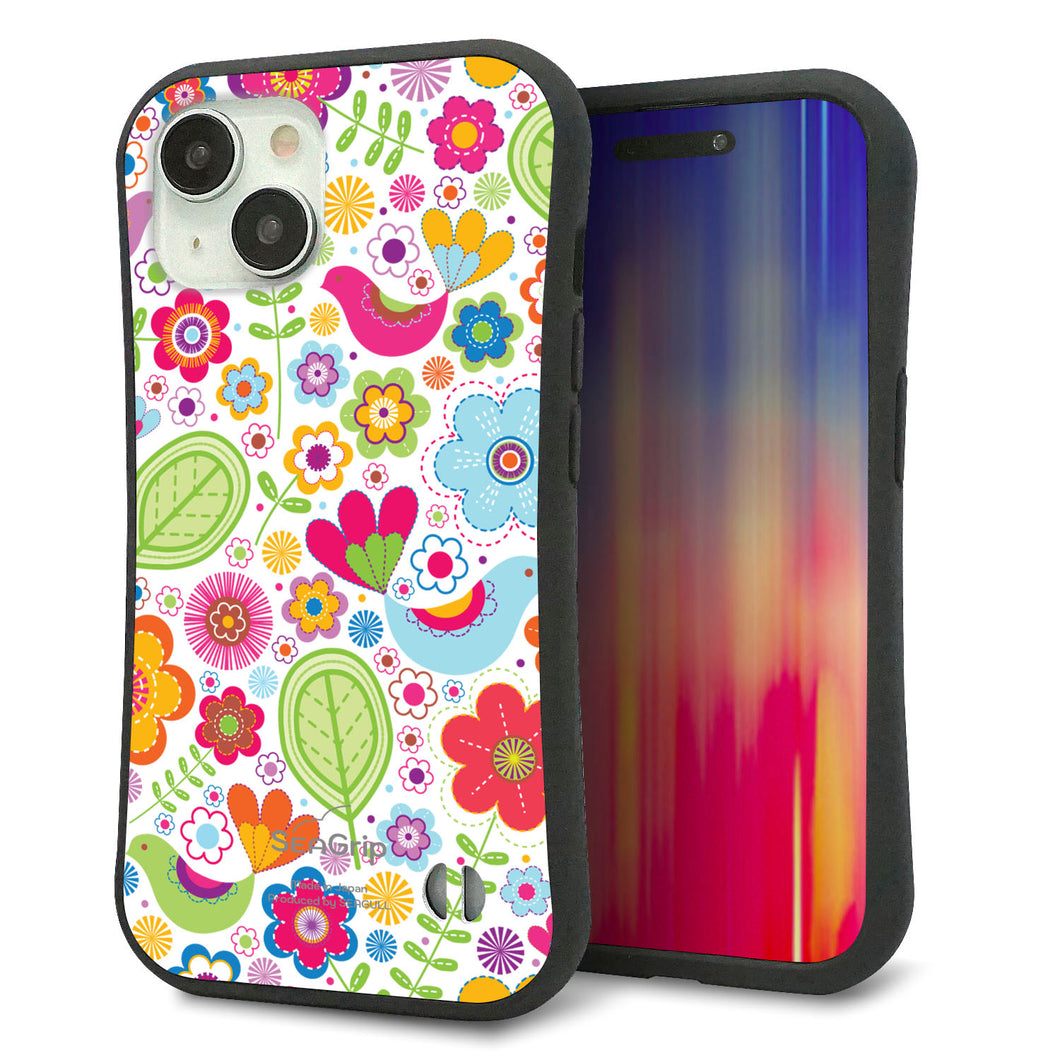 iPhone 15 スマホケース 「SEA Grip」 グリップケース Sライン 【477 幸せな絵】 UV印刷