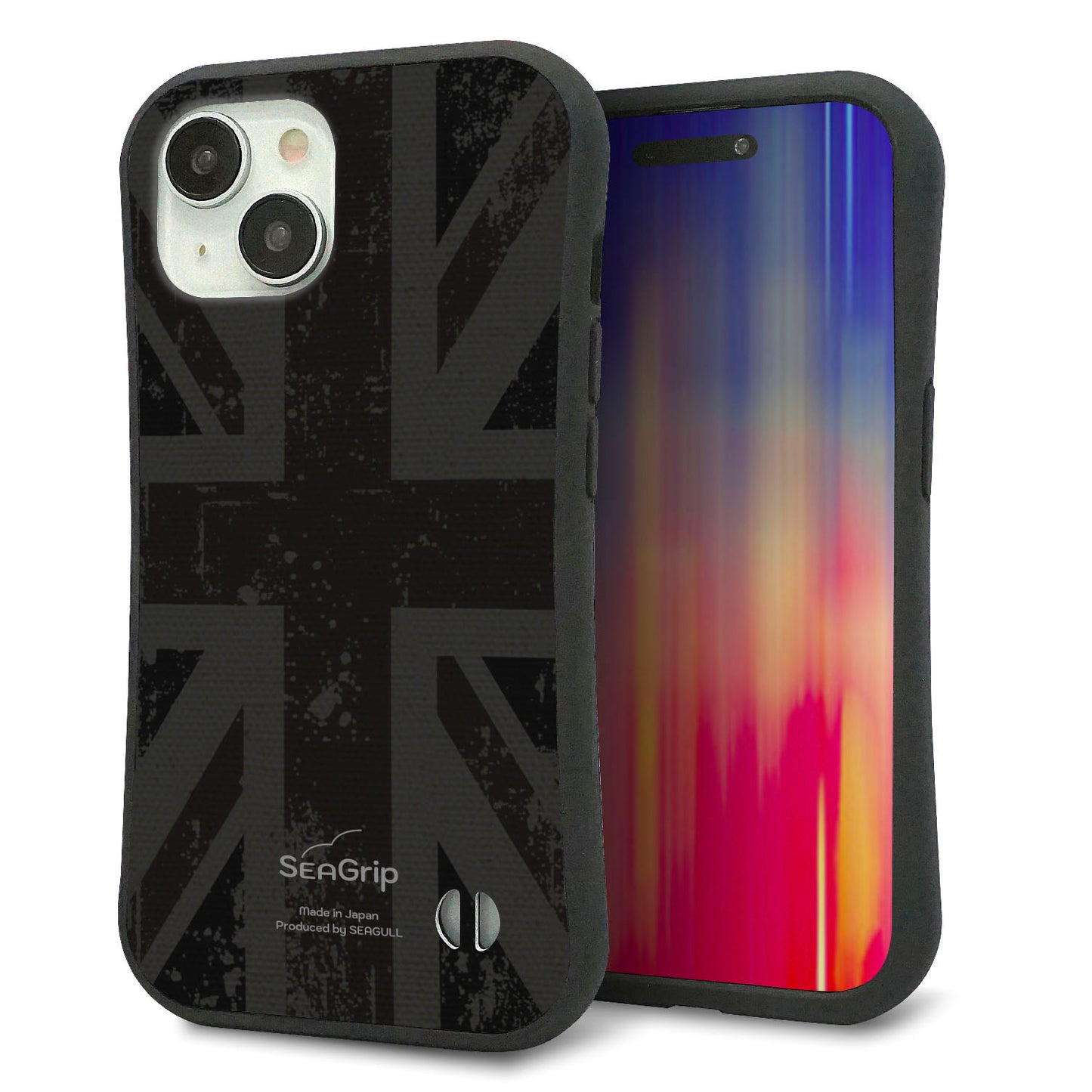 iPhone 15 スマホケース 「SEA Grip」 グリップケース Sライン 【505 ユニオンジャック ダーク】 UV印刷