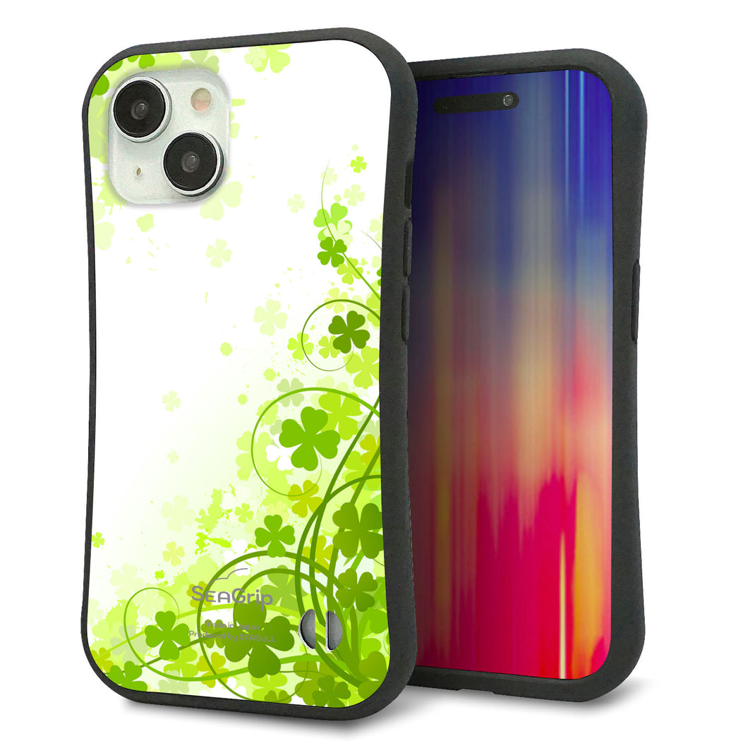 iPhone 15 スマホケース 「SEA Grip」 グリップケース Sライン 【565 四葉のクローバー】 UV印刷