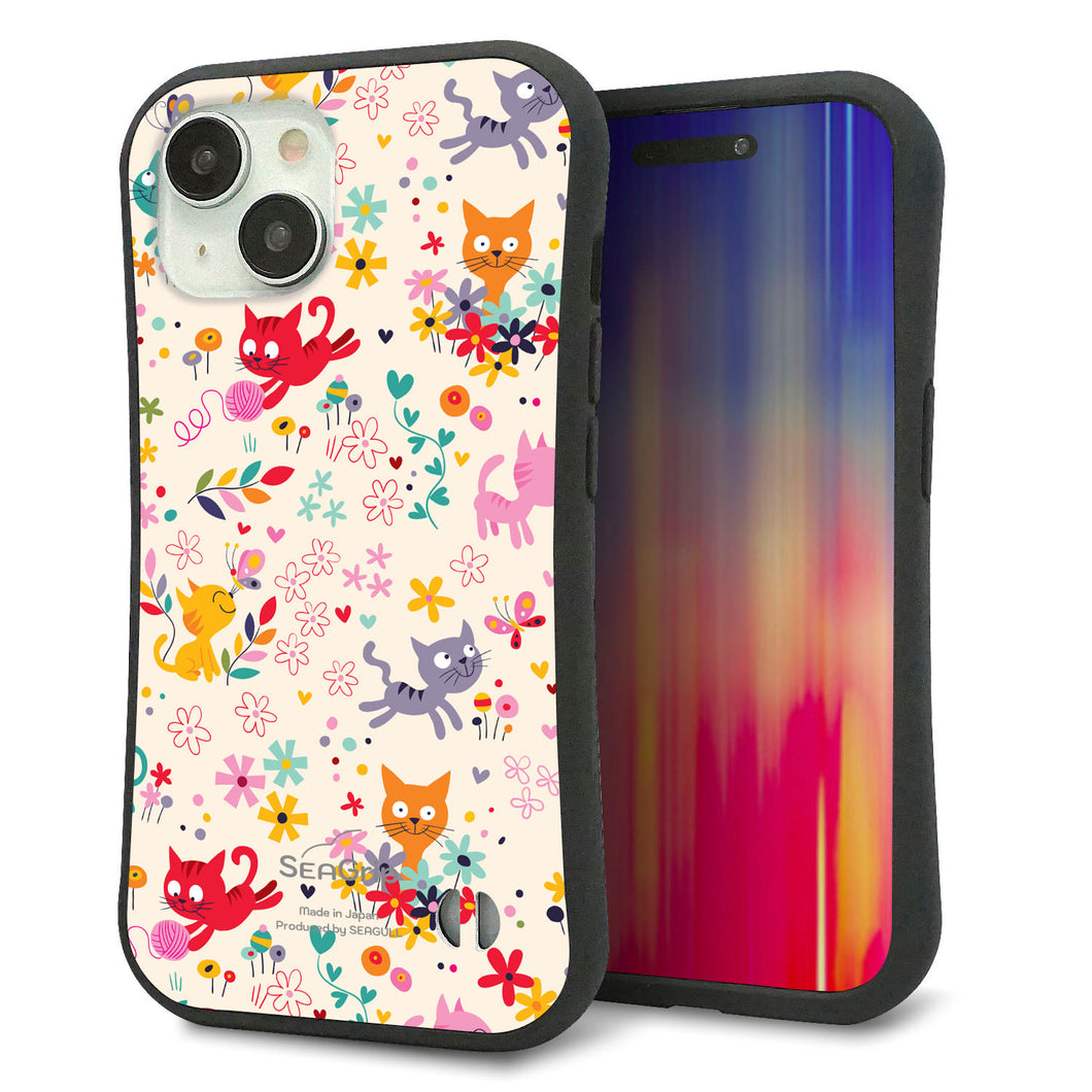 iPhone 15 スマホケース 「SEA Grip」 グリップケース Sライン 【693 ネコのあそび場】 UV印刷