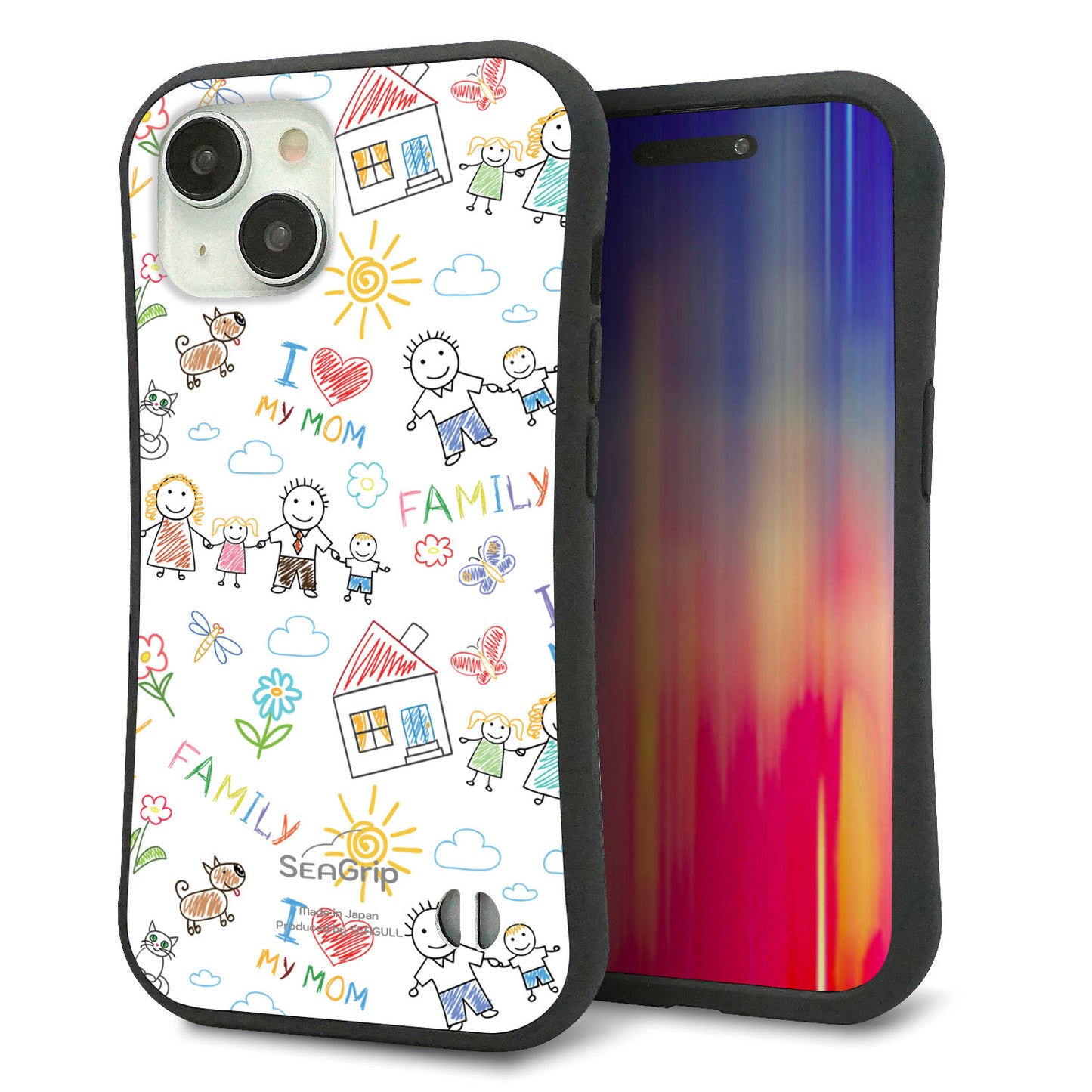 iPhone 15 スマホケース 「SEA Grip」 グリップケース Sライン 【709 ファミリー】 UV印刷