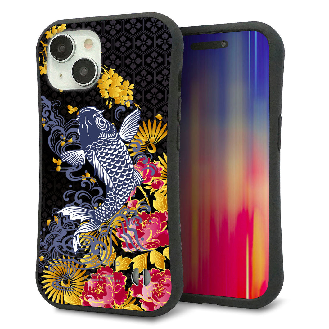 iPhone 15 スマホケース 「SEA Grip」 グリップケース Sライン 【1028 牡丹と鯉】 UV印刷