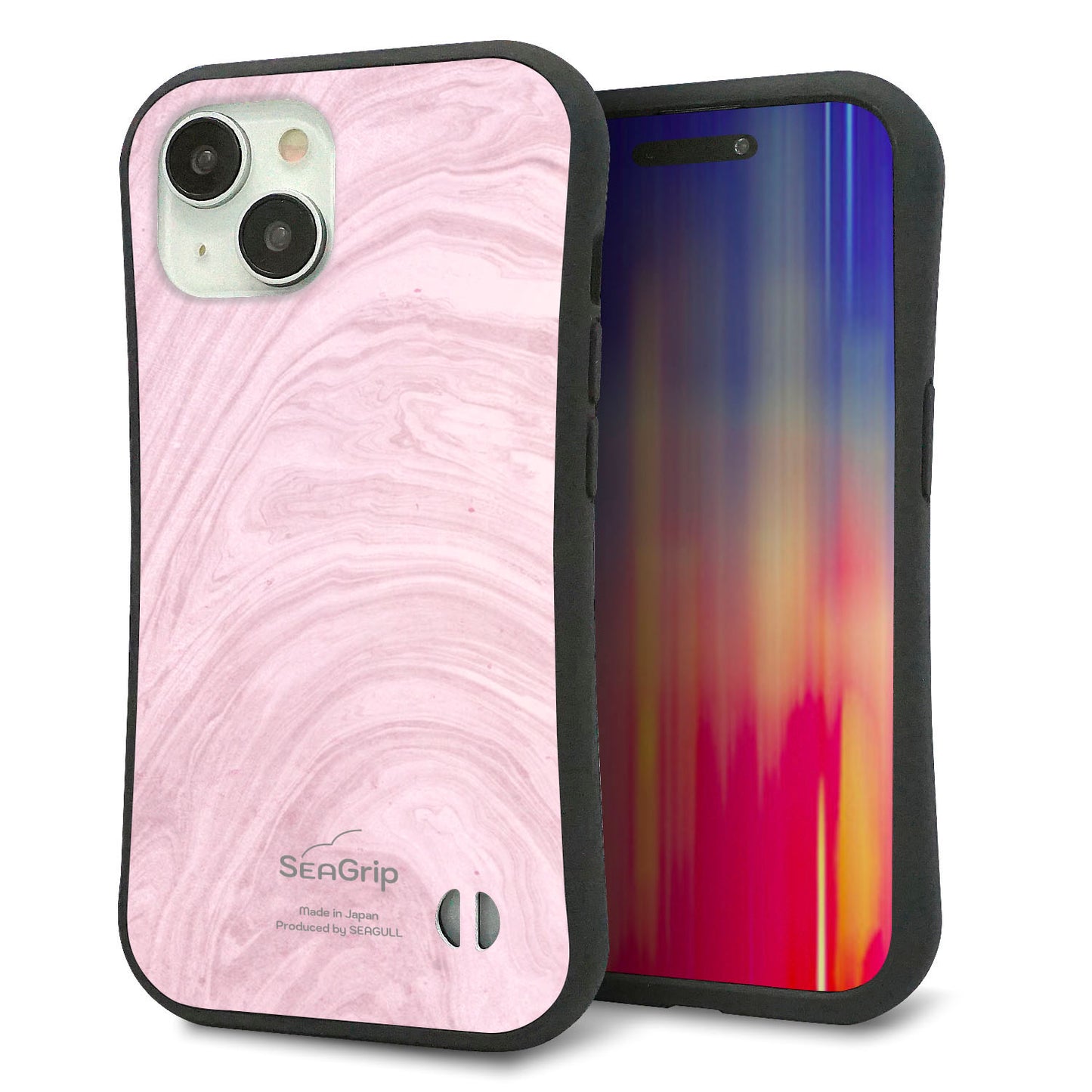 iPhone 15 スマホケース 「SEA Grip」 グリップケース Sライン 【KM873 大理石ラベンダー】 UV印刷
