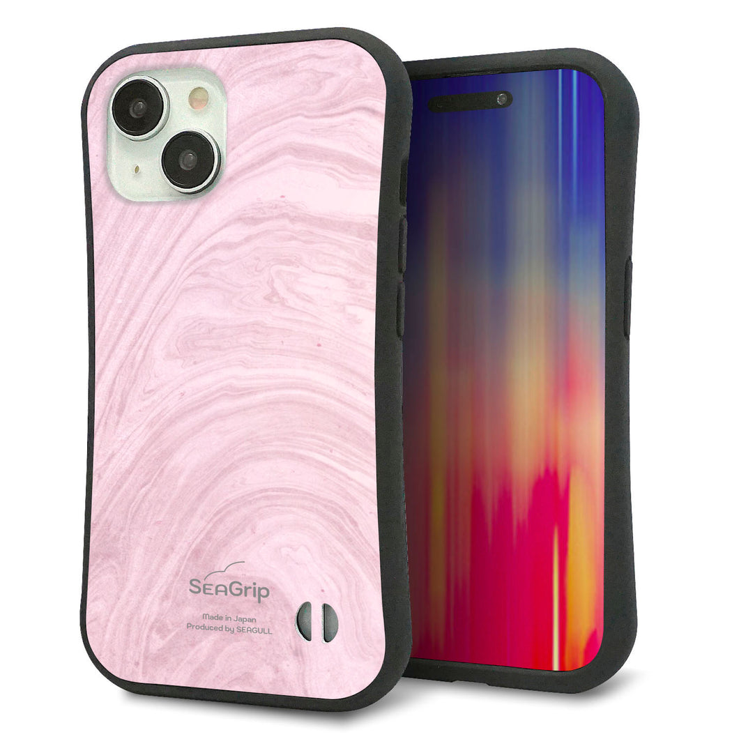 iPhone 15 スマホケース 「SEA Grip」 グリップケース Sライン 【KM873 大理石ラベンダー】 UV印刷