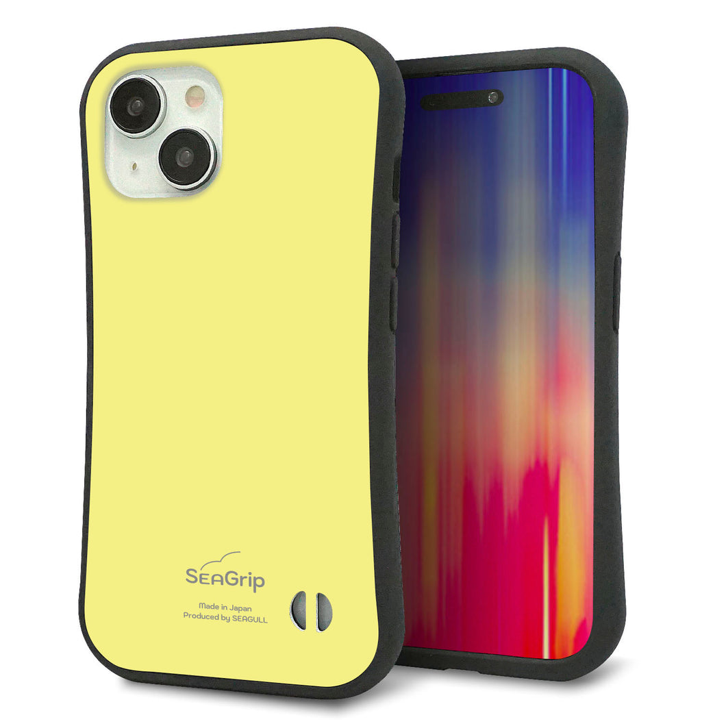 iPhone 15 スマホケース 「SEA Grip」 グリップケース Sライン 【KM897 パステルカラー(パステルイエロー)】 UV印刷