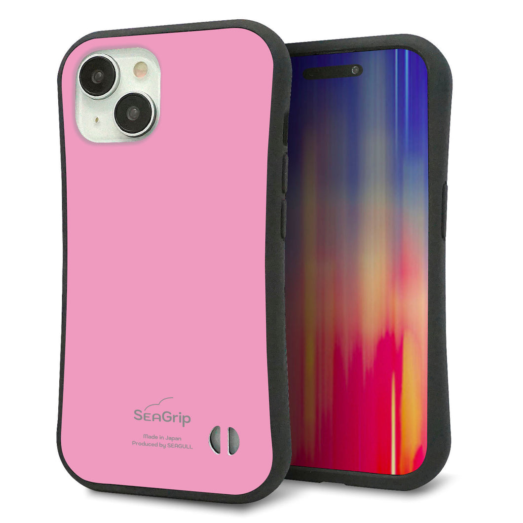 iPhone 15 スマホケース 「SEA Grip」 グリップケース Sライン 【KM899 パステルカラー(パステルピンク)】 UV印刷