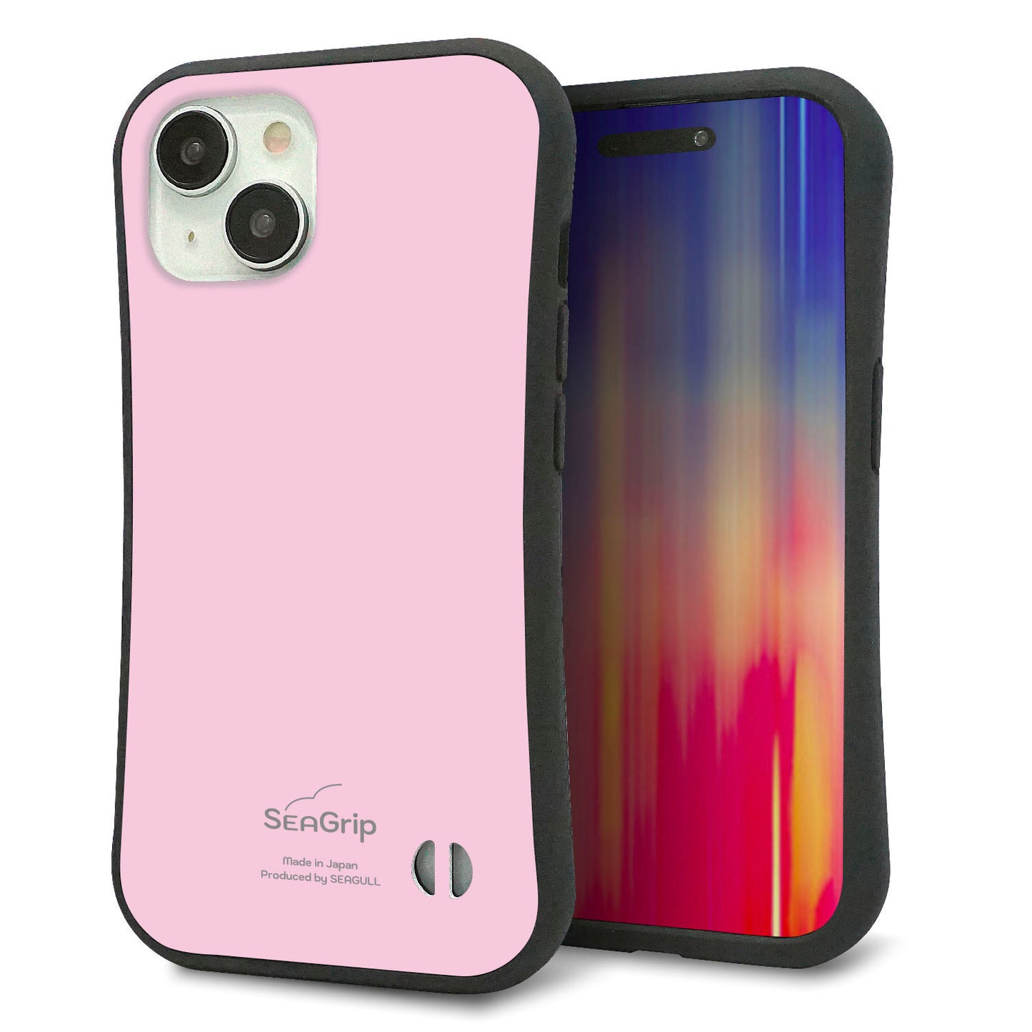 iPhone 15 スマホケース 「SEA Grip」 グリップケース Sライン 【KM903 パステルカラー(パステルローズピンク)】 UV印刷