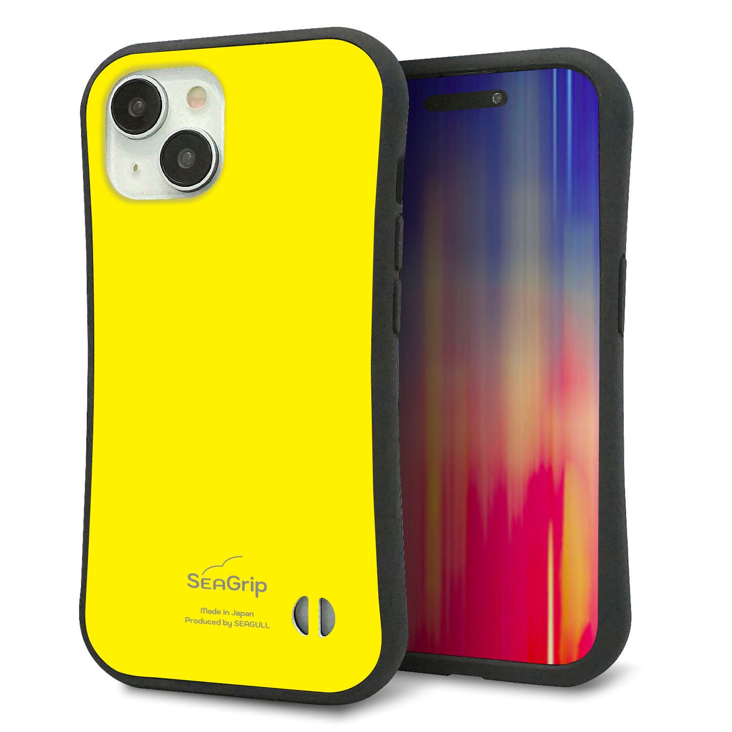 iPhone 15 スマホケース 「SEA Grip」 グリップケース Sライン 【KM904 ポップカラー(イエロー)】 UV印刷