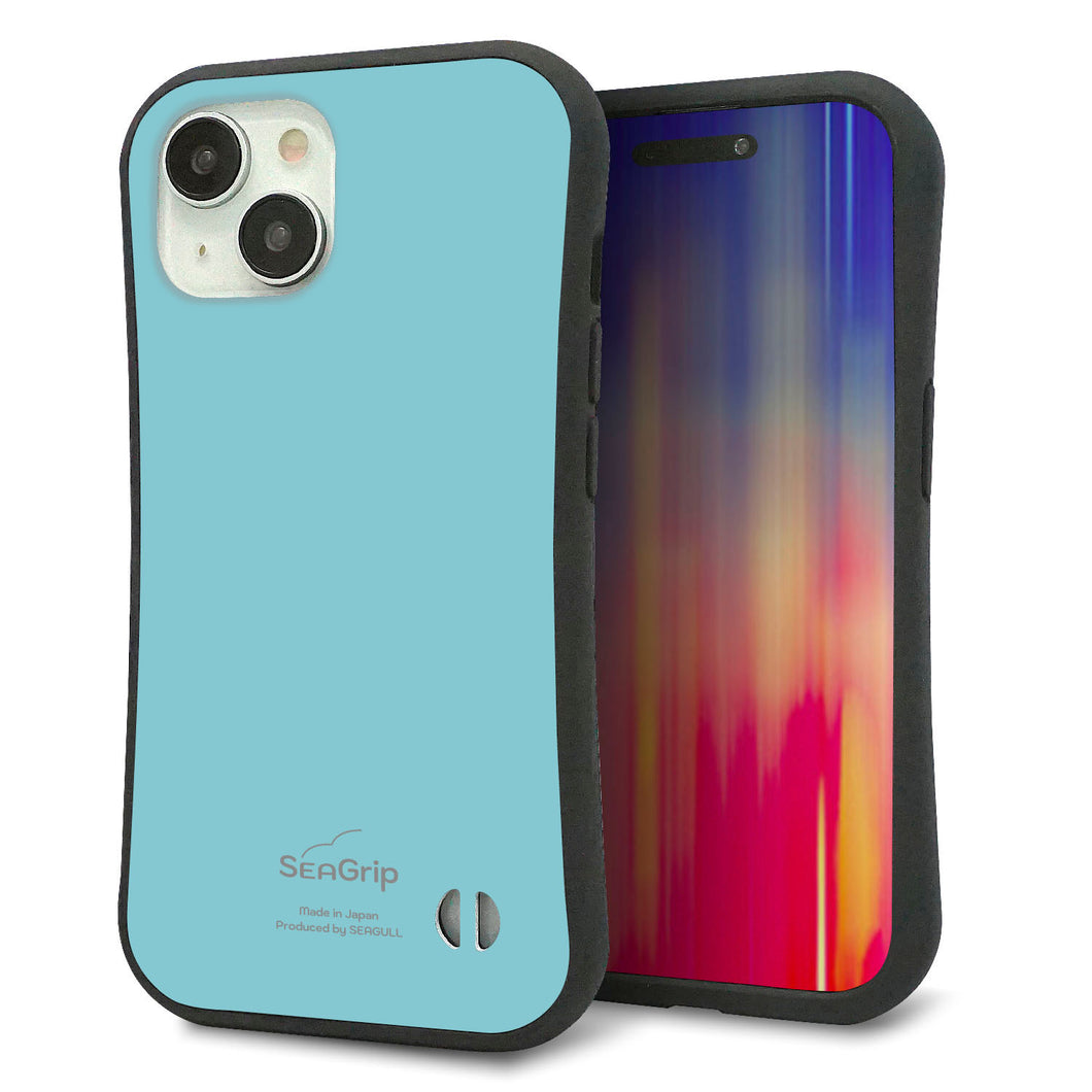 iPhone 15 スマホケース 「SEA Grip」 グリップケース Sライン 【KM905 ポップカラー(エメラルドブルー)】 UV印刷