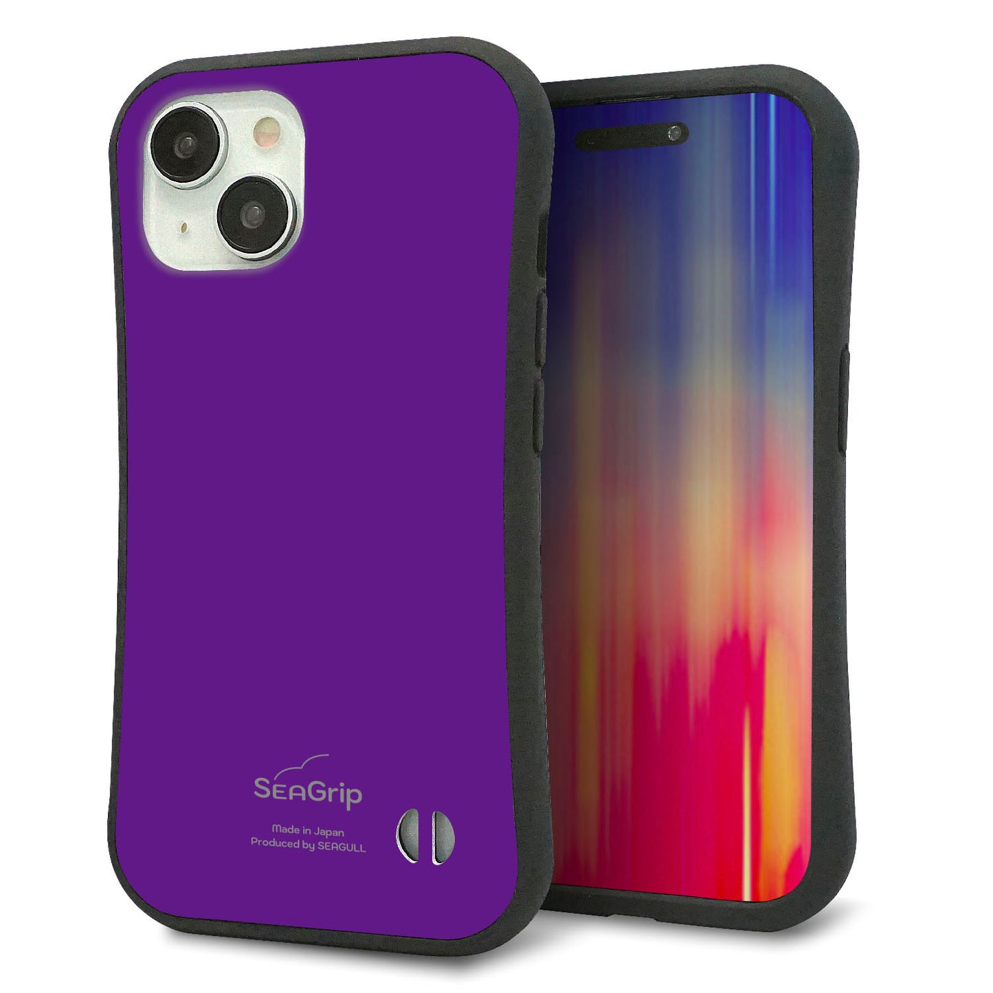 iPhone 15 スマホケース 「SEA Grip」 グリップケース Sライン 【KM909 ポップカラー(パープル)】 UV印刷