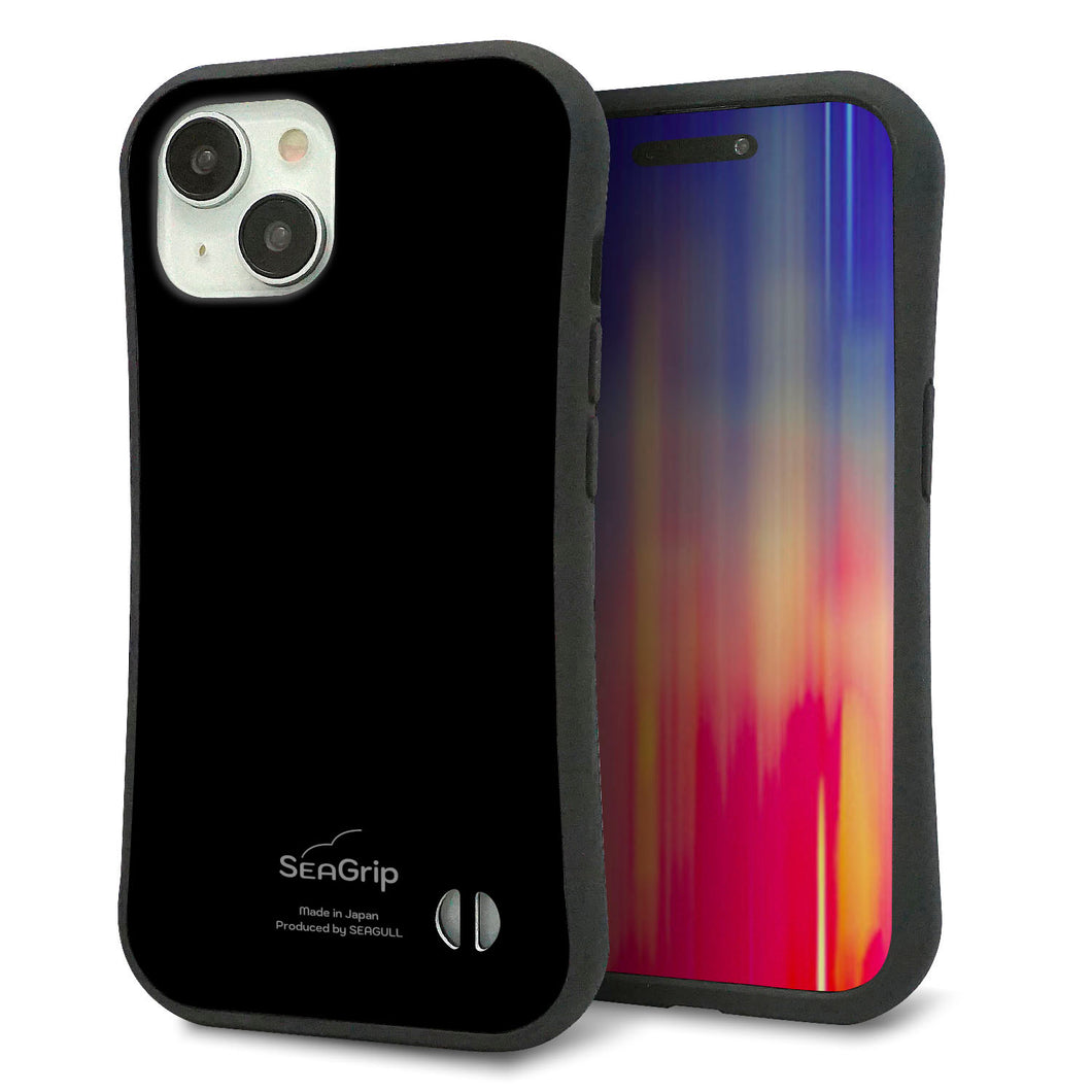 iPhone 15 スマホケース 「SEA Grip」 グリップケース Sライン 【KM911 ポップカラー(ブラック)】 UV印刷