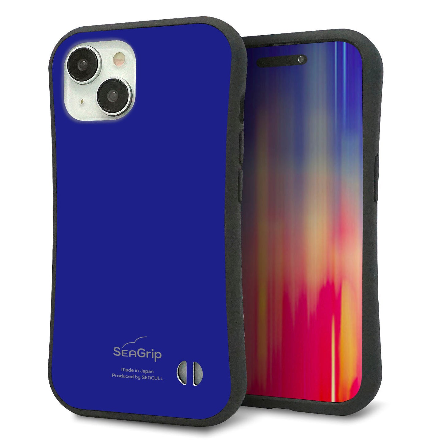 iPhone 15 スマホケース 「SEA Grip」 グリップケース Sライン 【KM912 ポップカラー(ブルー)】 UV印刷