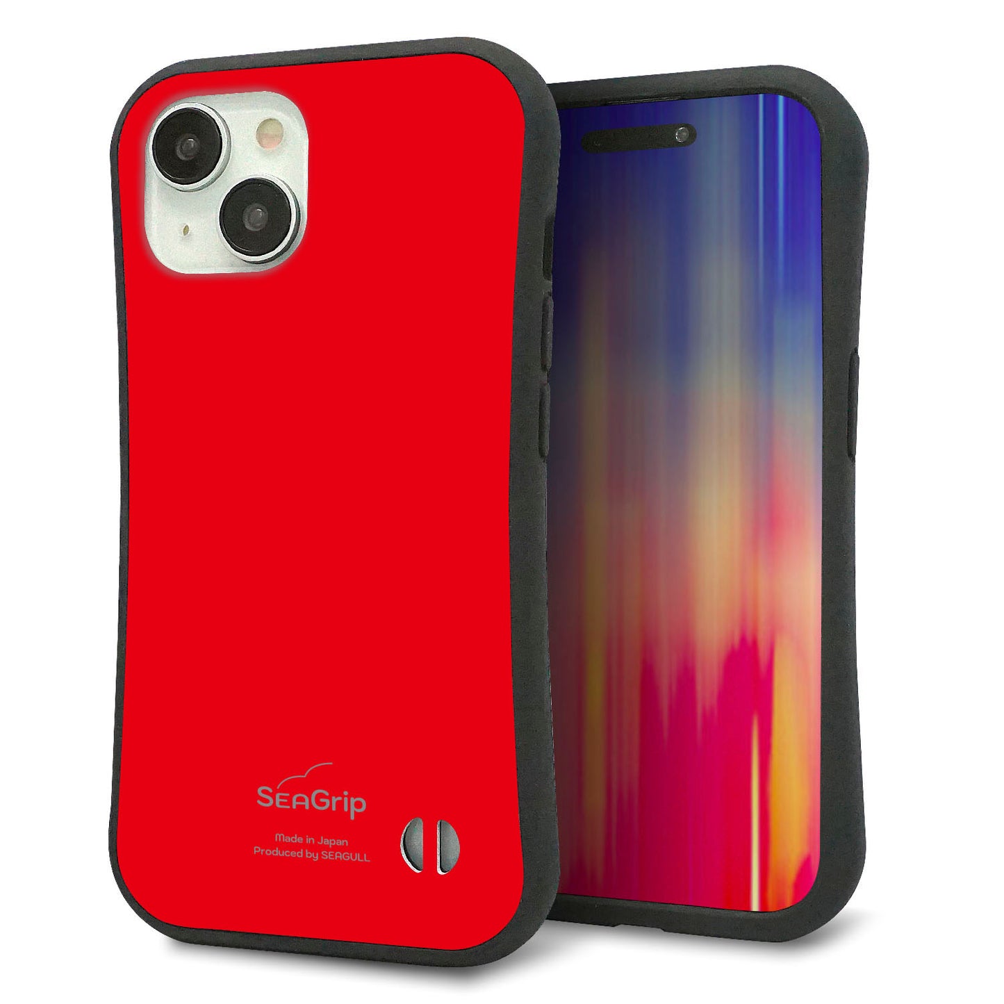 iPhone 15 スマホケース 「SEA Grip」 グリップケース Sライン 【KM915 ポップカラー(レッド)】 UV印刷