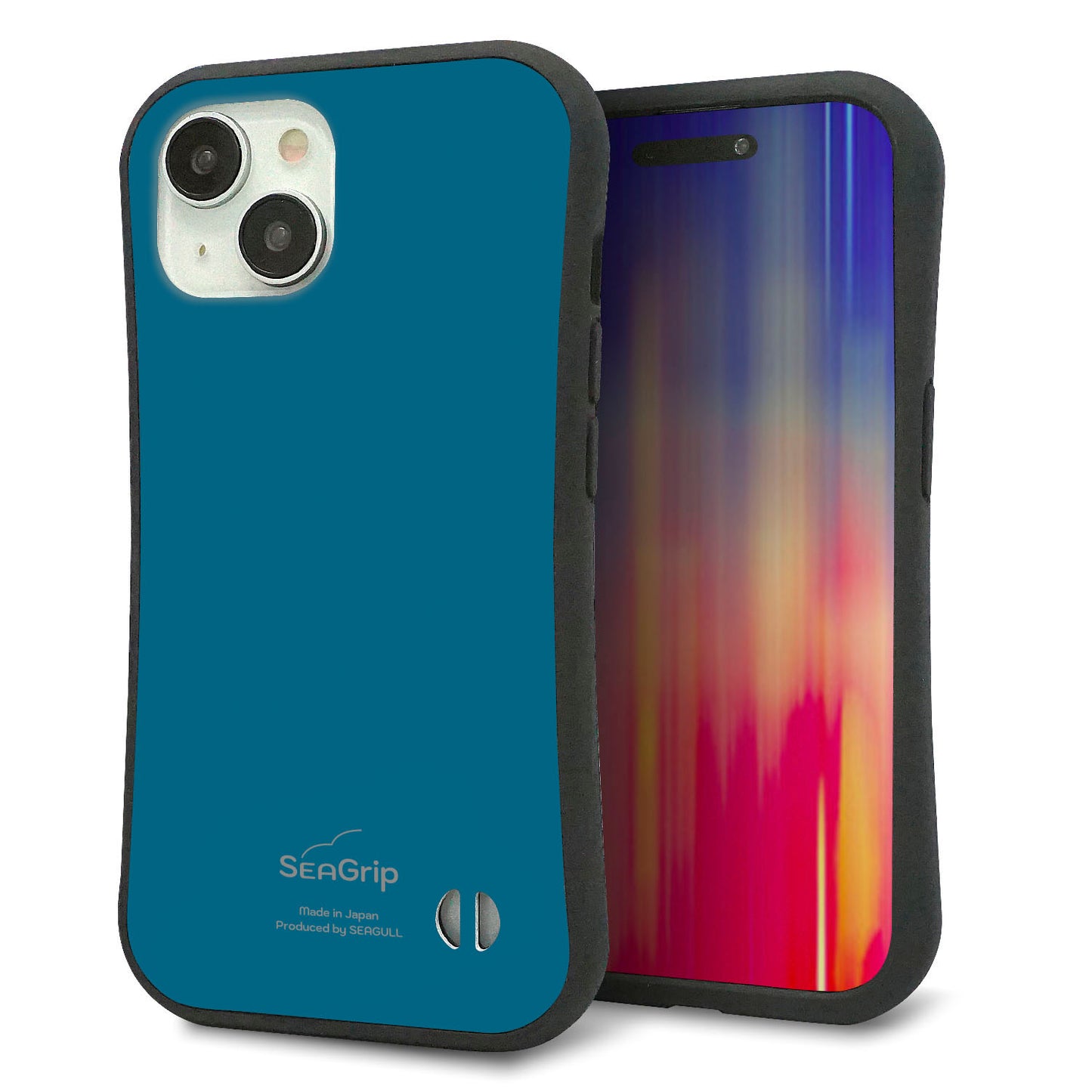 iPhone 15 スマホケース 「SEA Grip」 グリップケース Sライン 【KM922 レトロカラー(ダークブルー)】 UV印刷