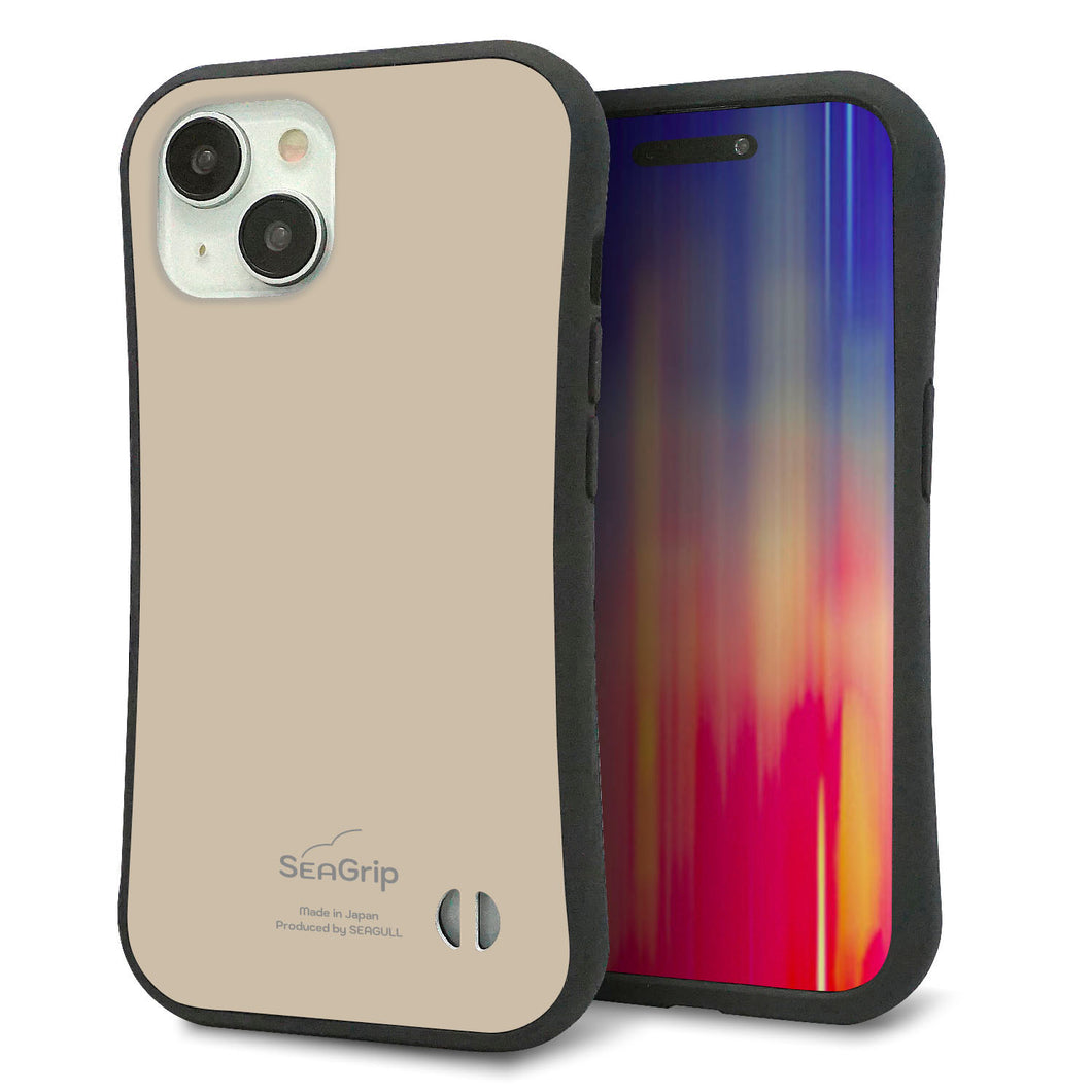 iPhone 15 スマホケース 「SEA Grip」 グリップケース Sライン 【KM928 くすみカラー ベージュ】 UV印刷