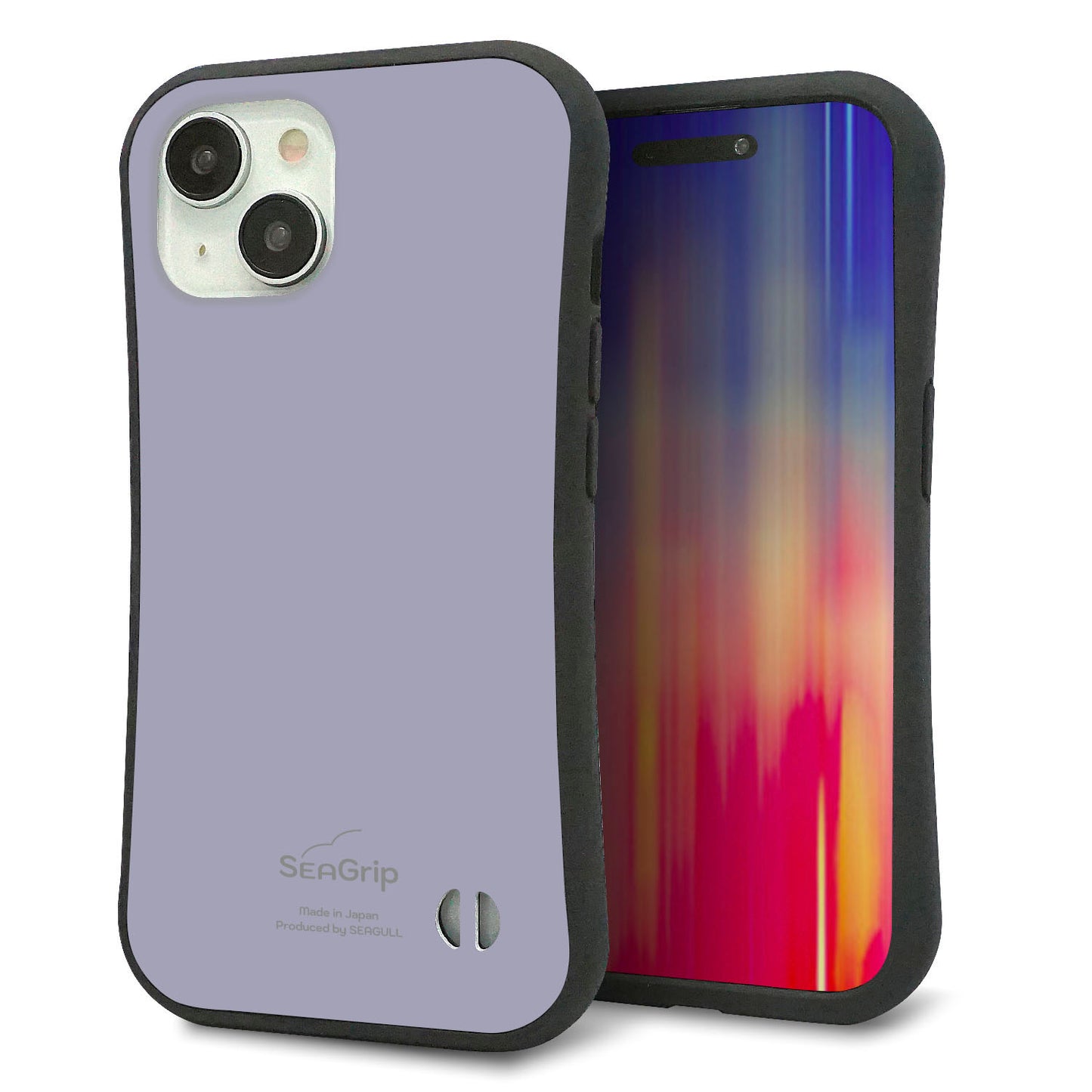 iPhone 15 スマホケース 「SEA Grip」 グリップケース Sライン 【KM930 くすみカラー グレー】 UV印刷