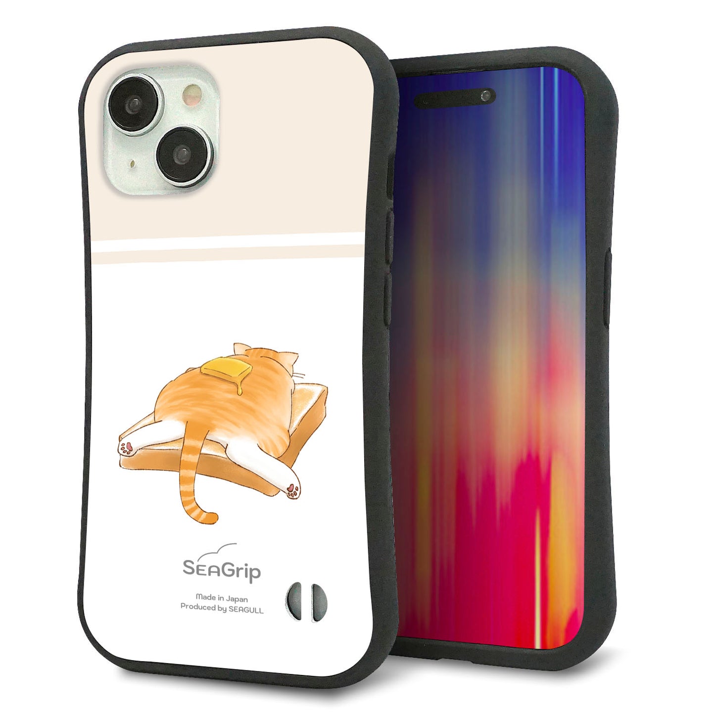 iPhone 15 スマホケース 「SEA Grip」 グリップケース Sライン 【KM959 バター】 UV印刷