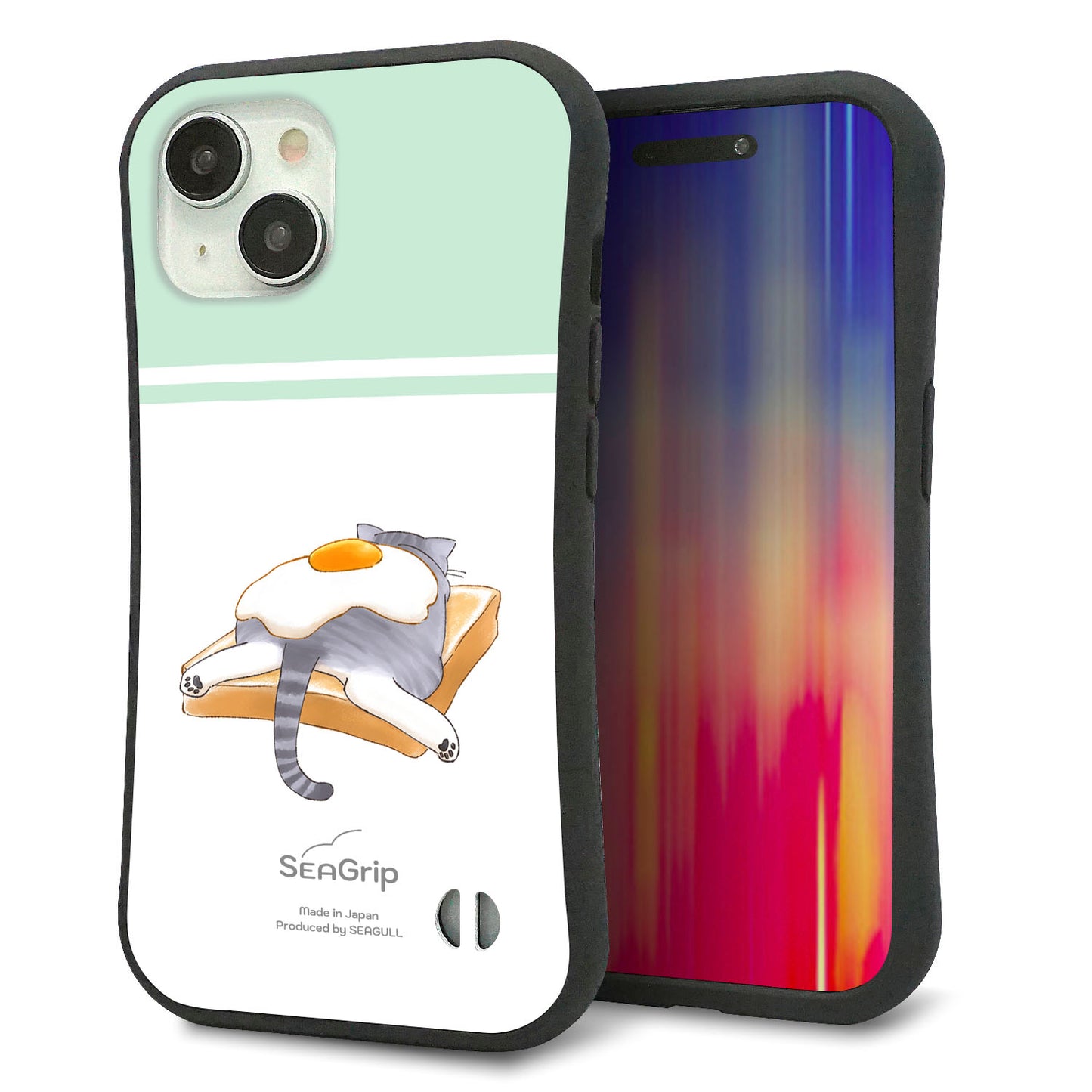 iPhone 15 スマホケース 「SEA Grip」 グリップケース Sライン 【KM960 目玉焼き】 UV印刷