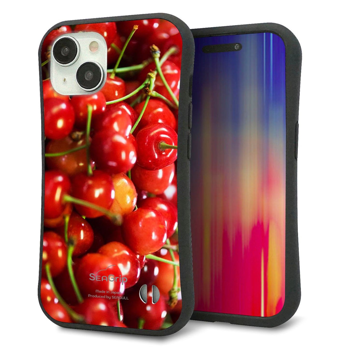 iPhone 15 スマホケース 「SEA Grip」 グリップケース Sライン 【MA883 チェリー】 UV印刷