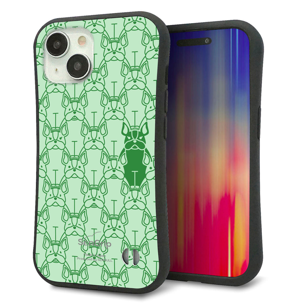 iPhone 15 スマホケース 「SEA Grip」 グリップケース Sライン 【MA916 パターン ドッグ】 UV印刷