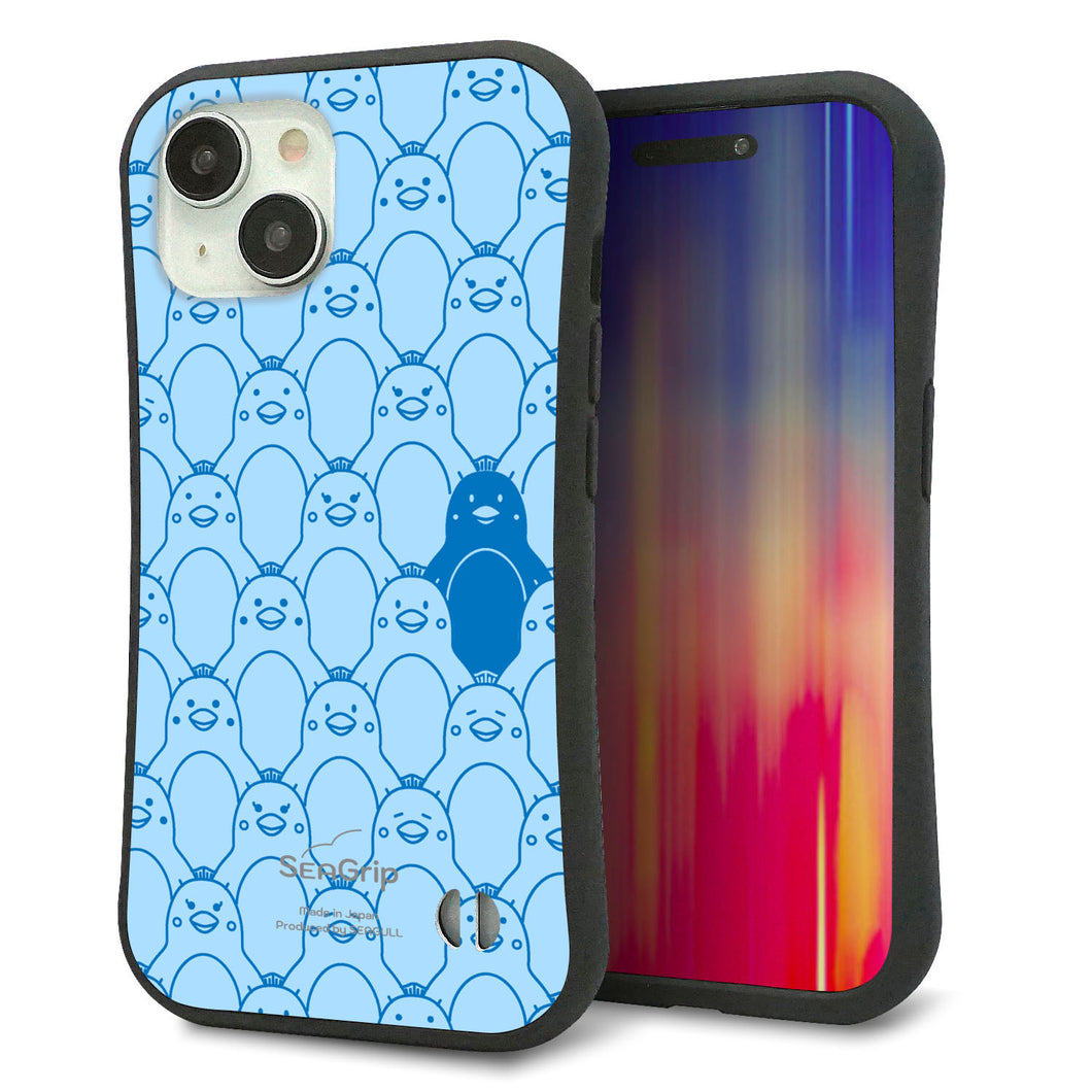 iPhone 15 スマホケース 「SEA Grip」 グリップケース Sライン 【MA917 パターン ペンギン】 UV印刷