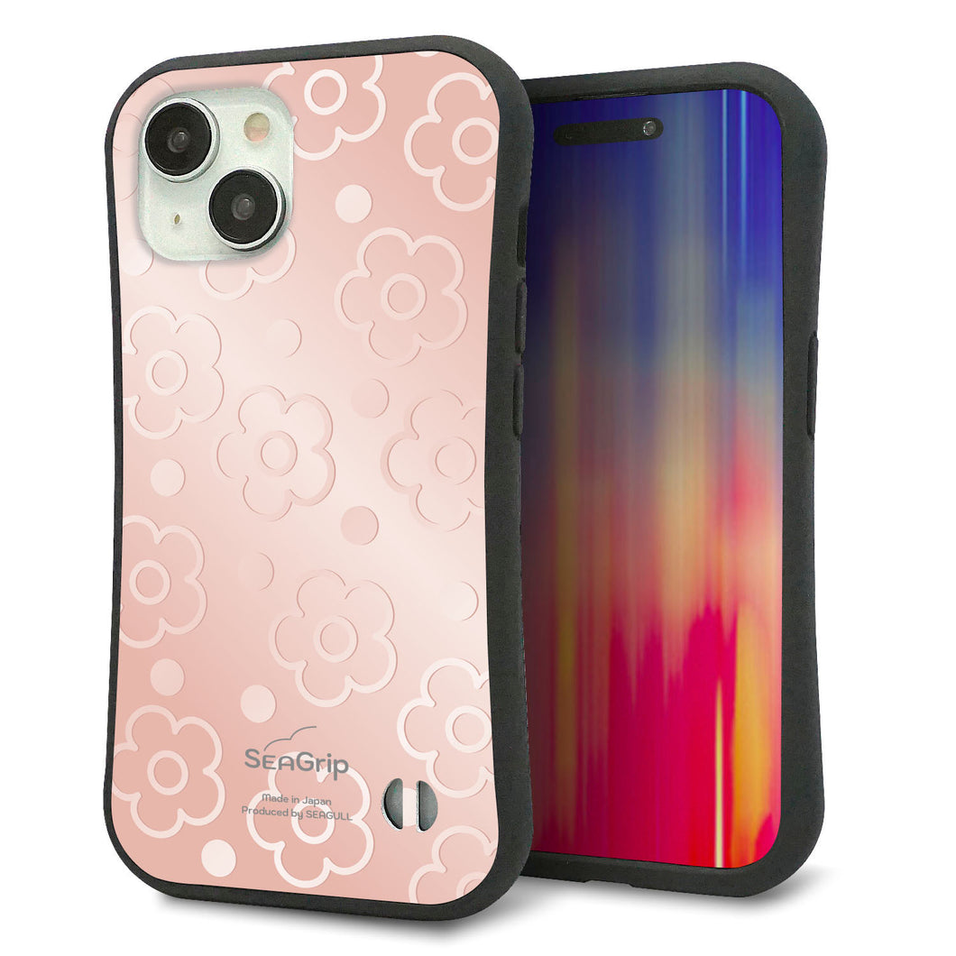 iPhone 15 スマホケース 「SEA Grip」 グリップケース Sライン 【SC843 エンボス風デイジーシンプル（ローズピンク）】 UV印刷