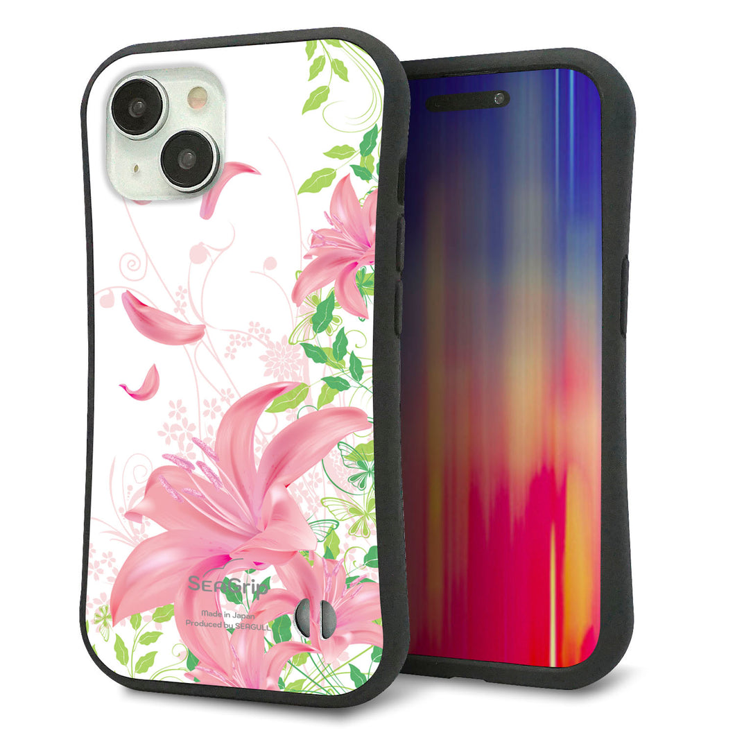 iPhone 15 スマホケース 「SEA Grip」 グリップケース Sライン 【SC849 ユリ（ピンク）】 UV印刷