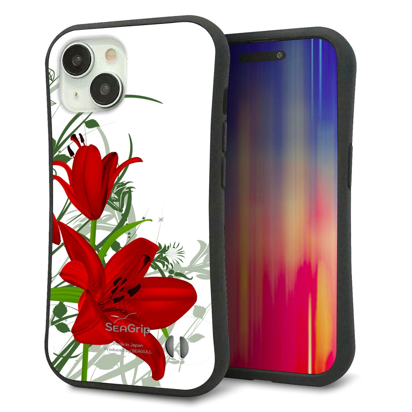 iPhone 15 スマホケース 「SEA Grip」 グリップケース Sライン 【SC850 ユリ（レッド）】 UV印刷