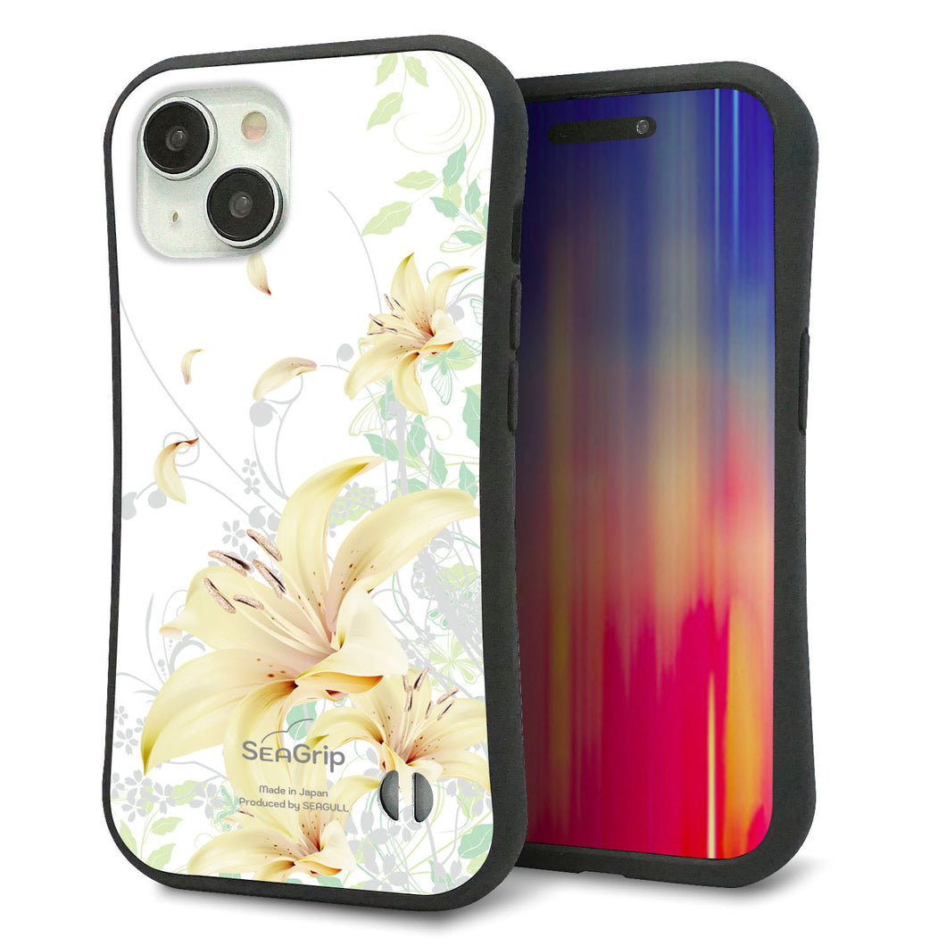 iPhone 15 スマホケース 「SEA Grip」 グリップケース Sライン 【SC851 ユリ（ホワイト）】 UV印刷