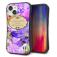 iPhone 15 スマホケース 「SEA Grip」 グリップケース Sライン 【SC863 リバティプリント フラワーエンブレム（パープル）】 UV印刷