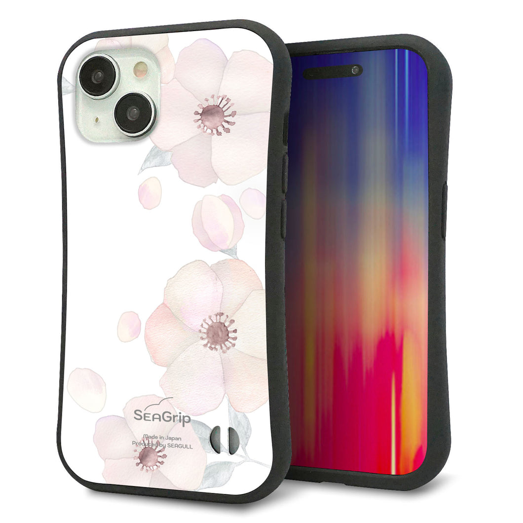 iPhone 15 スマホケース 「SEA Grip」 グリップケース Sライン 【SC948 ドゥ・フルール（ホワイト）】 UV印刷