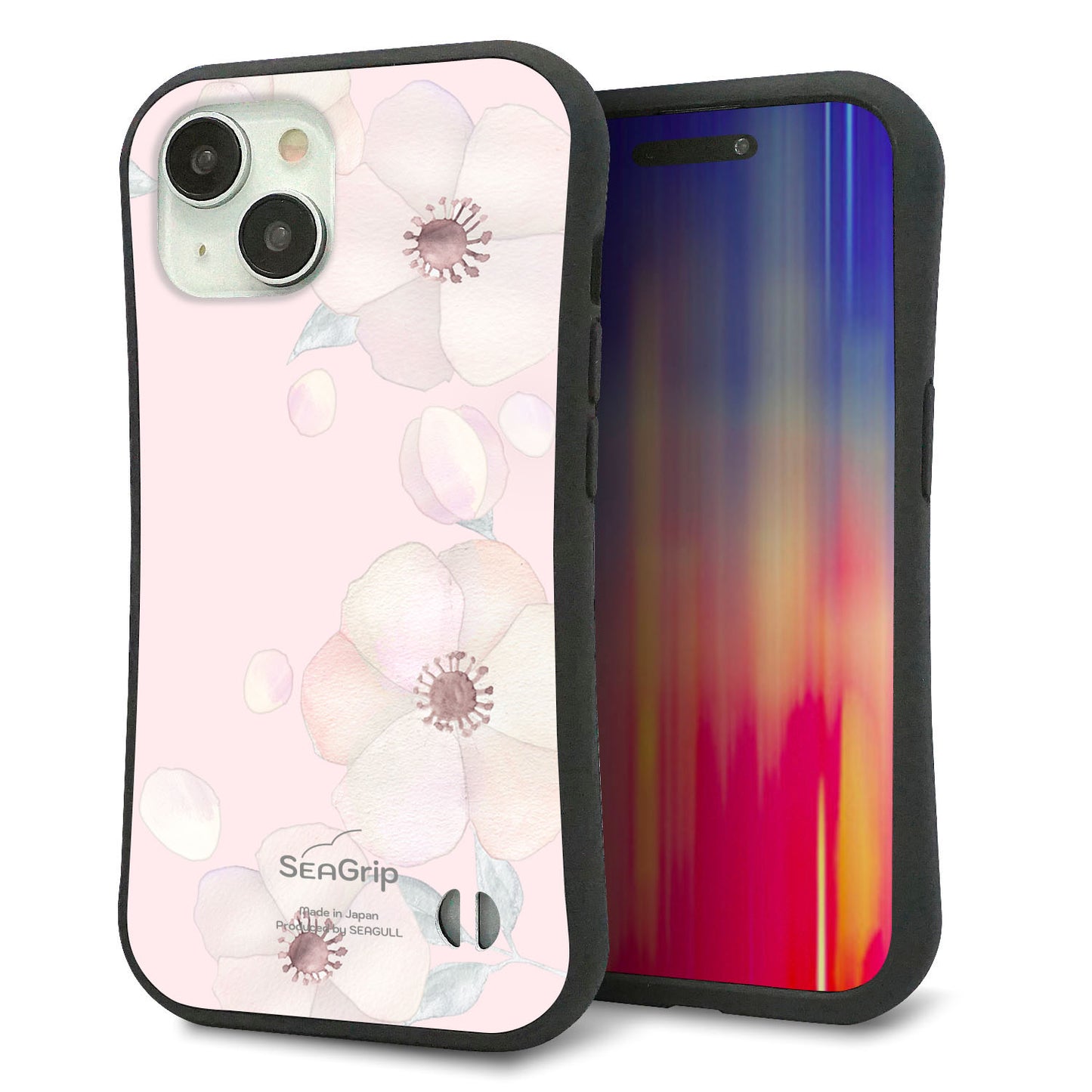 iPhone 15 スマホケース 「SEA Grip」 グリップケース Sライン 【SC949 ドゥ・フルール（オフピンク）】 UV印刷
